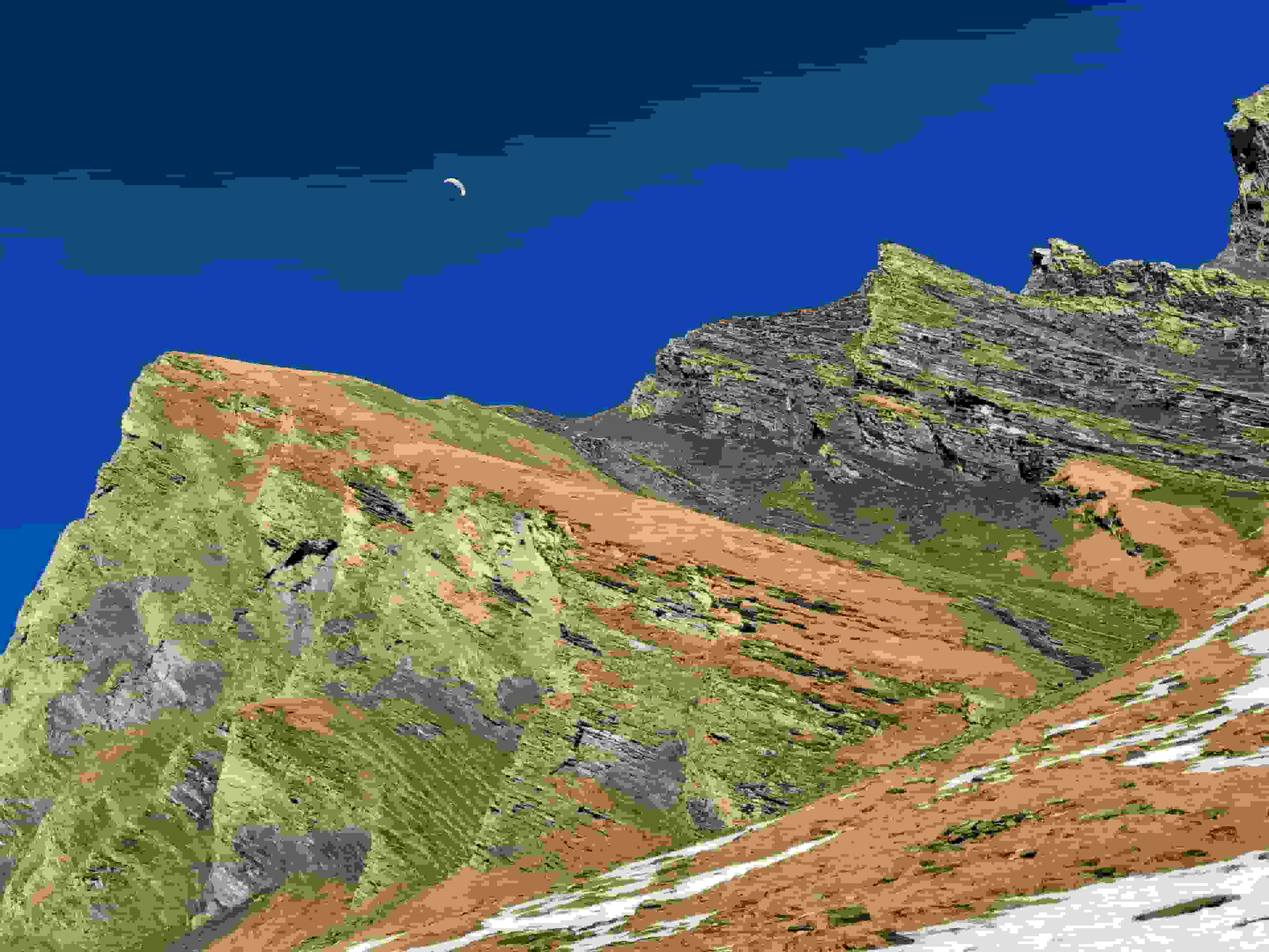 Der alternative, schneefreie Aufstieg über die Rampe zum Schwarzhorn