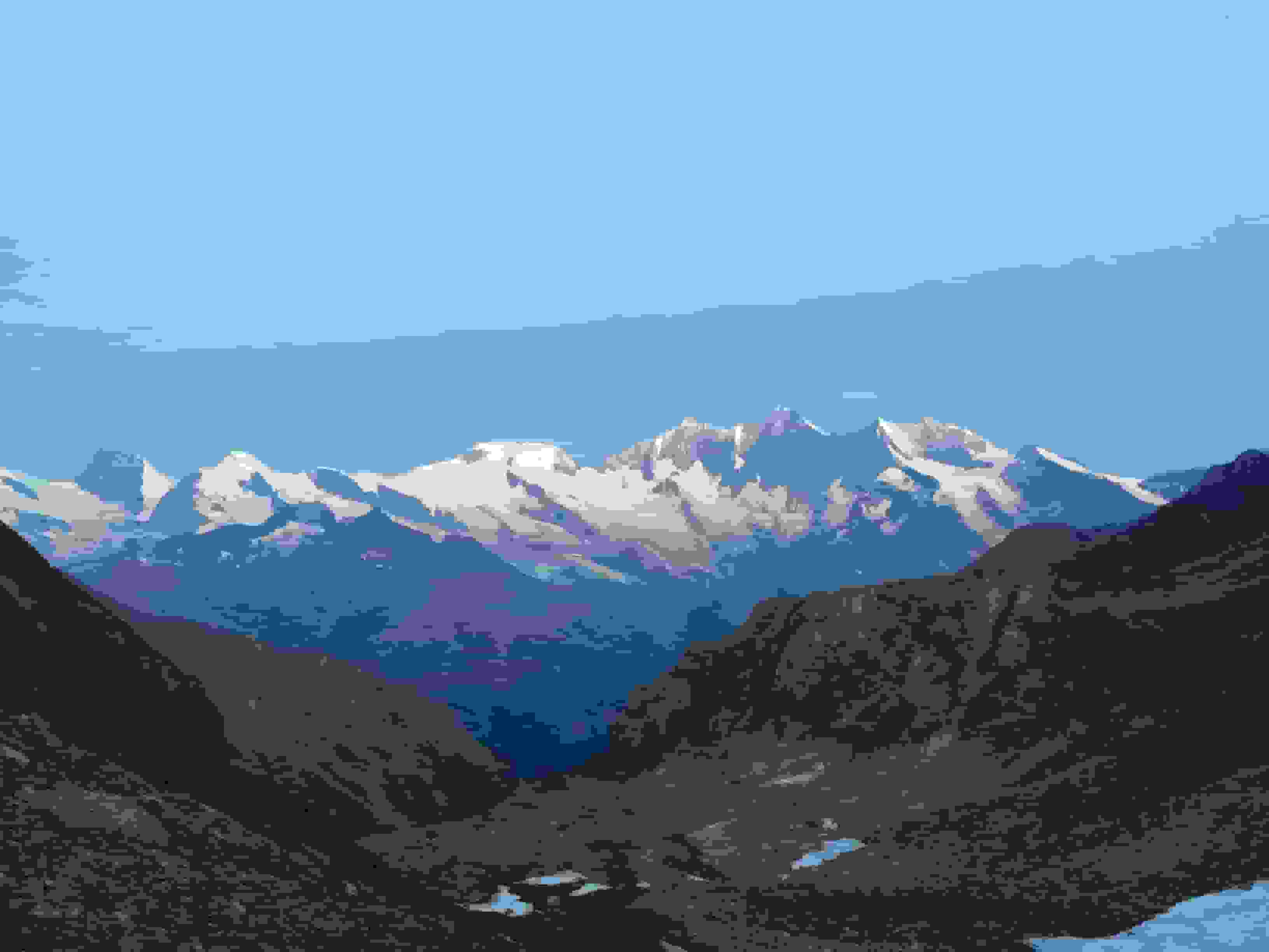 Ein erster Blick auf die Viertausender von Rimpfischhorn bis Mischabel