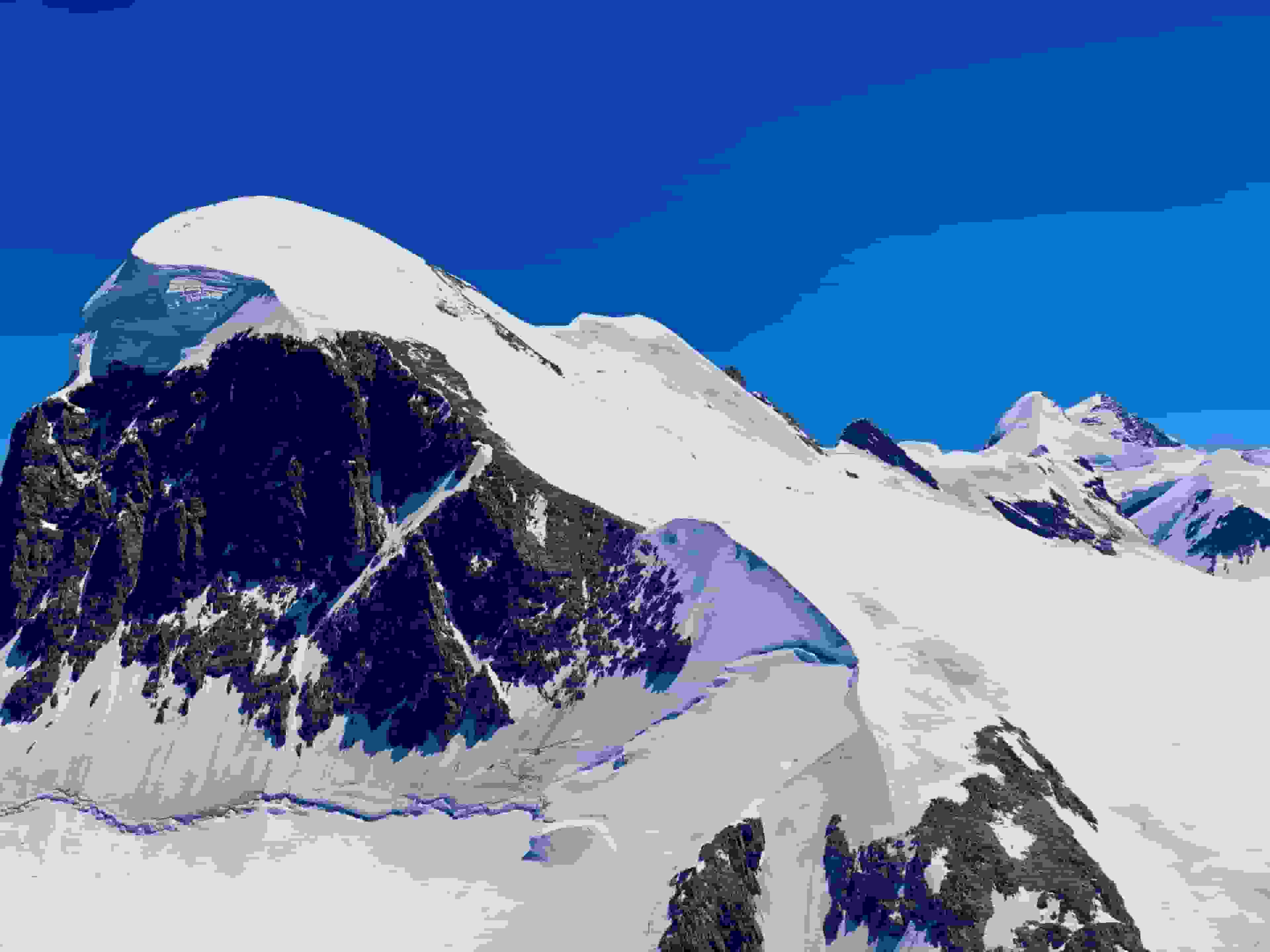 Blick von der Aussichtsplattform des Klein Matterhorn zum Breithorn