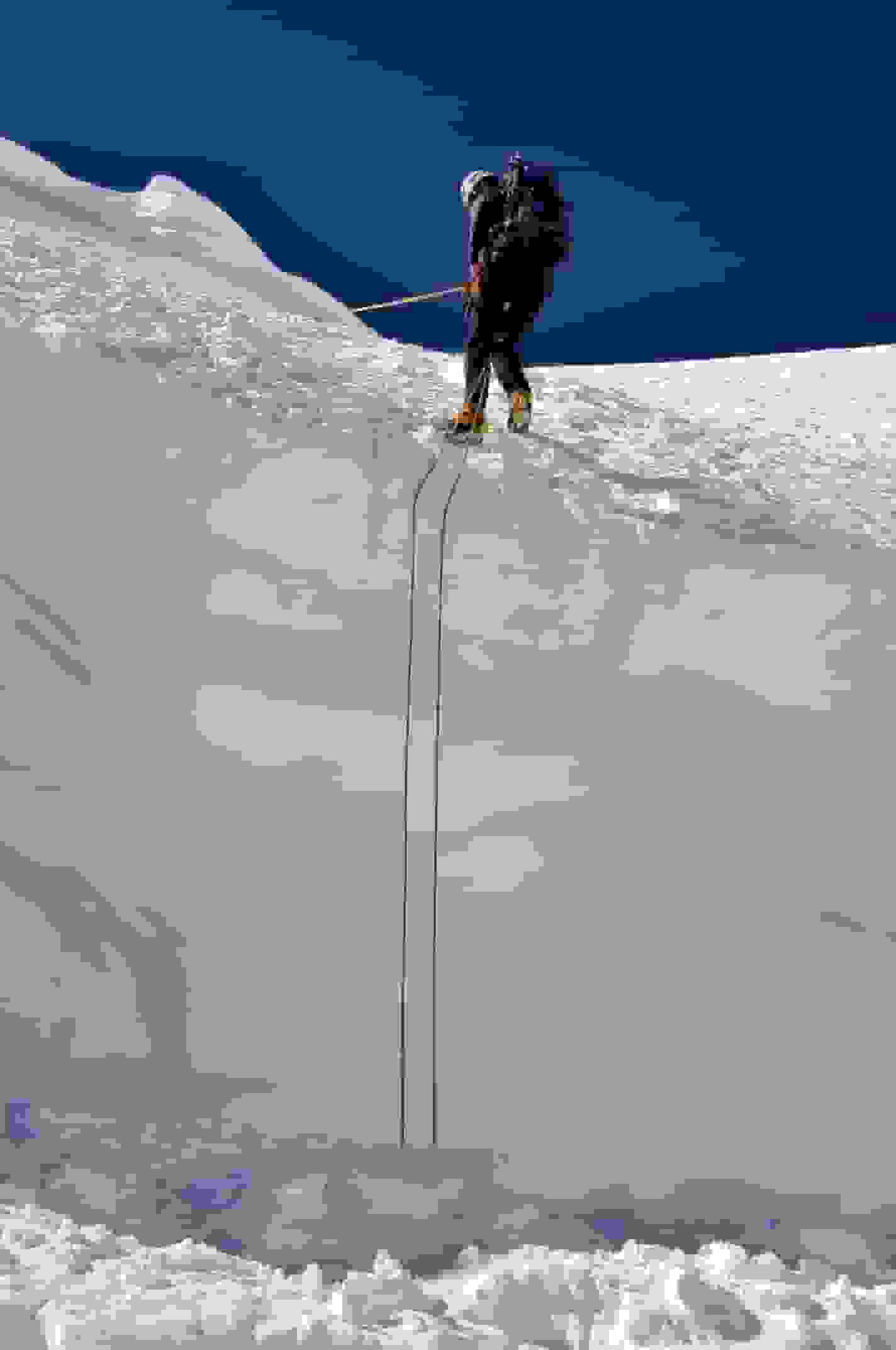 Abseilen über den Bergschrund