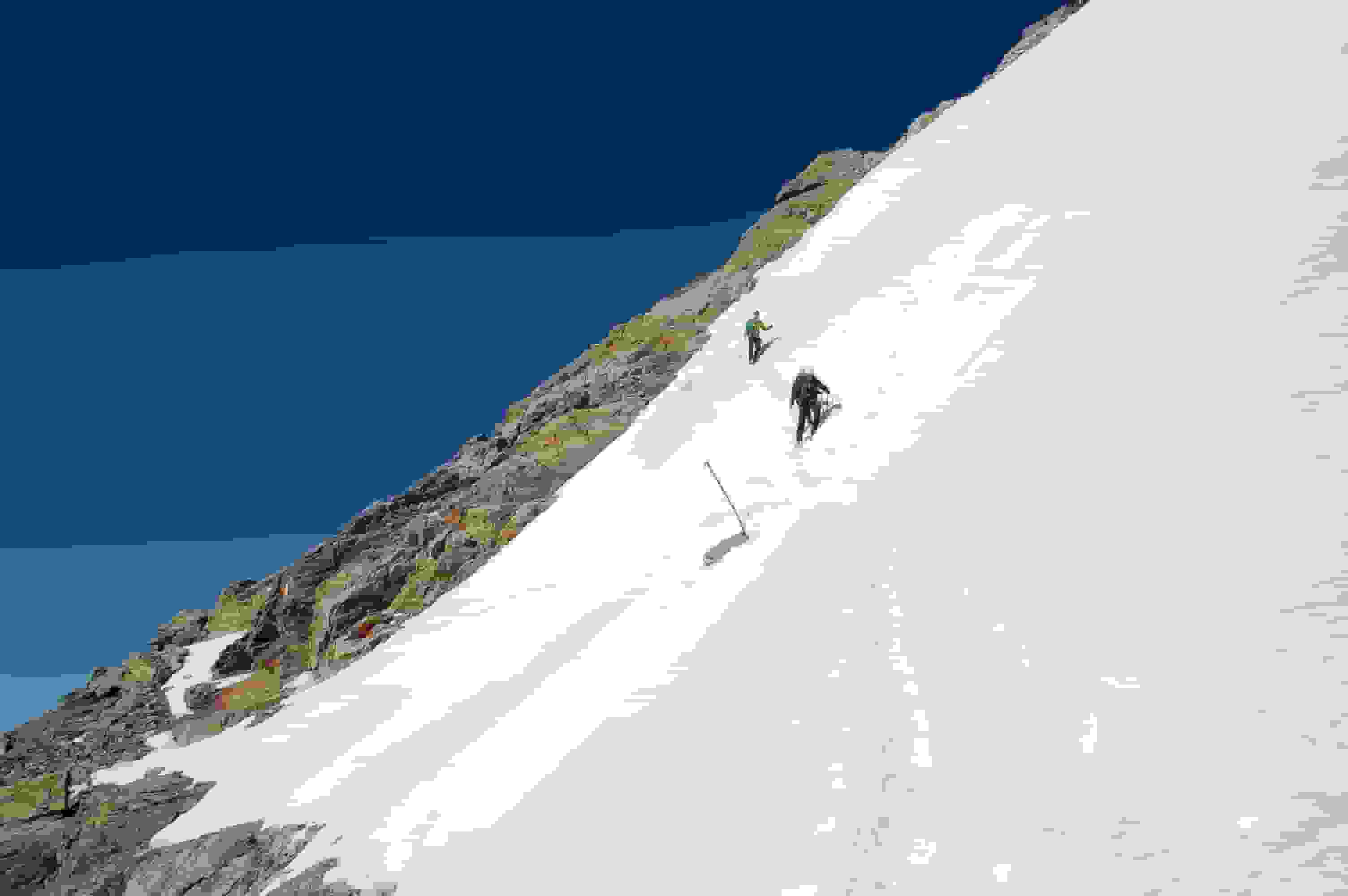 Die heikle Traverse nach dem Rottalsattel. Etwas weiter oben geschah 2007 das Armee-Unglück