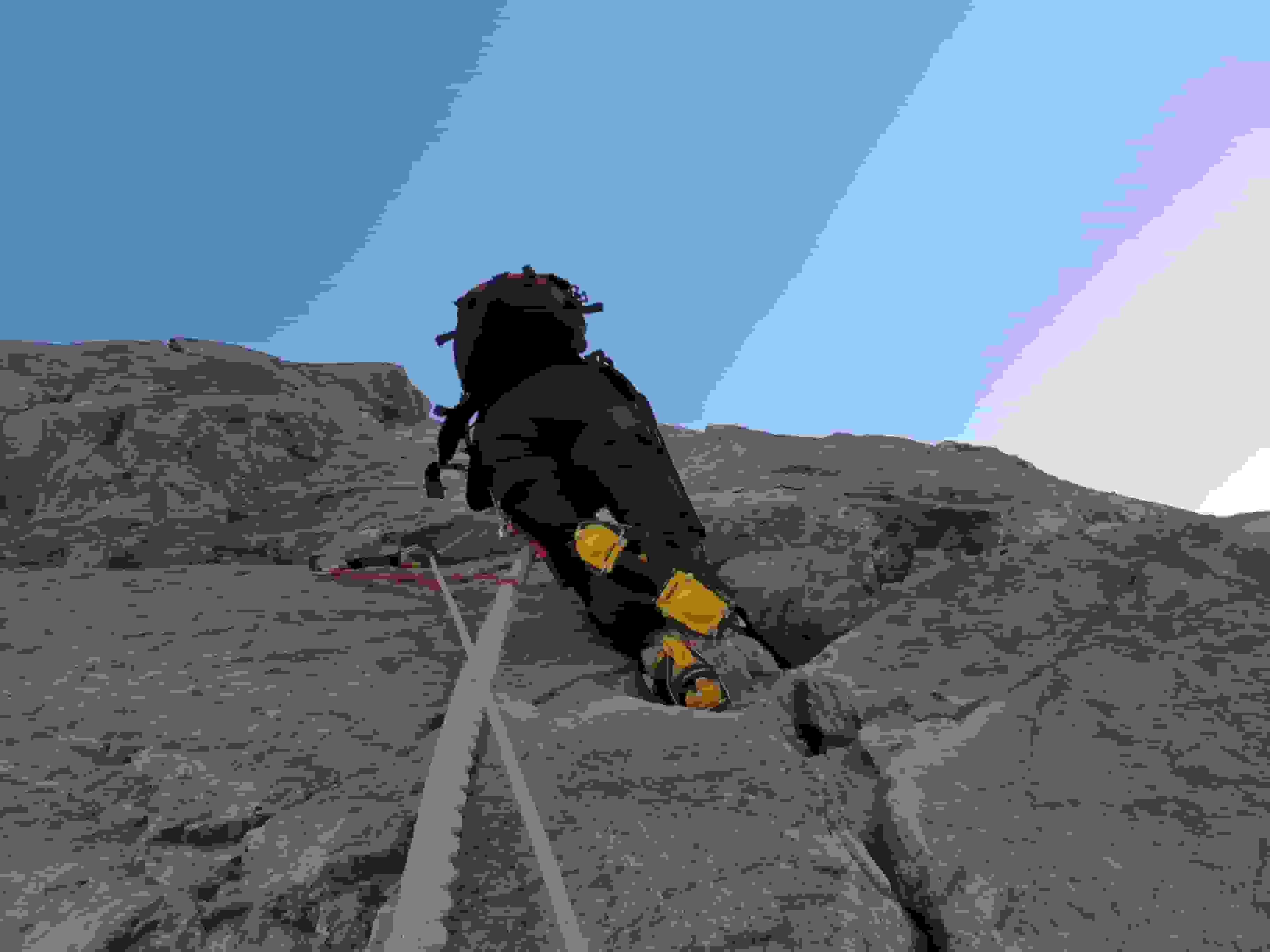 Aufstieg an den Fixseilen zum Pollux