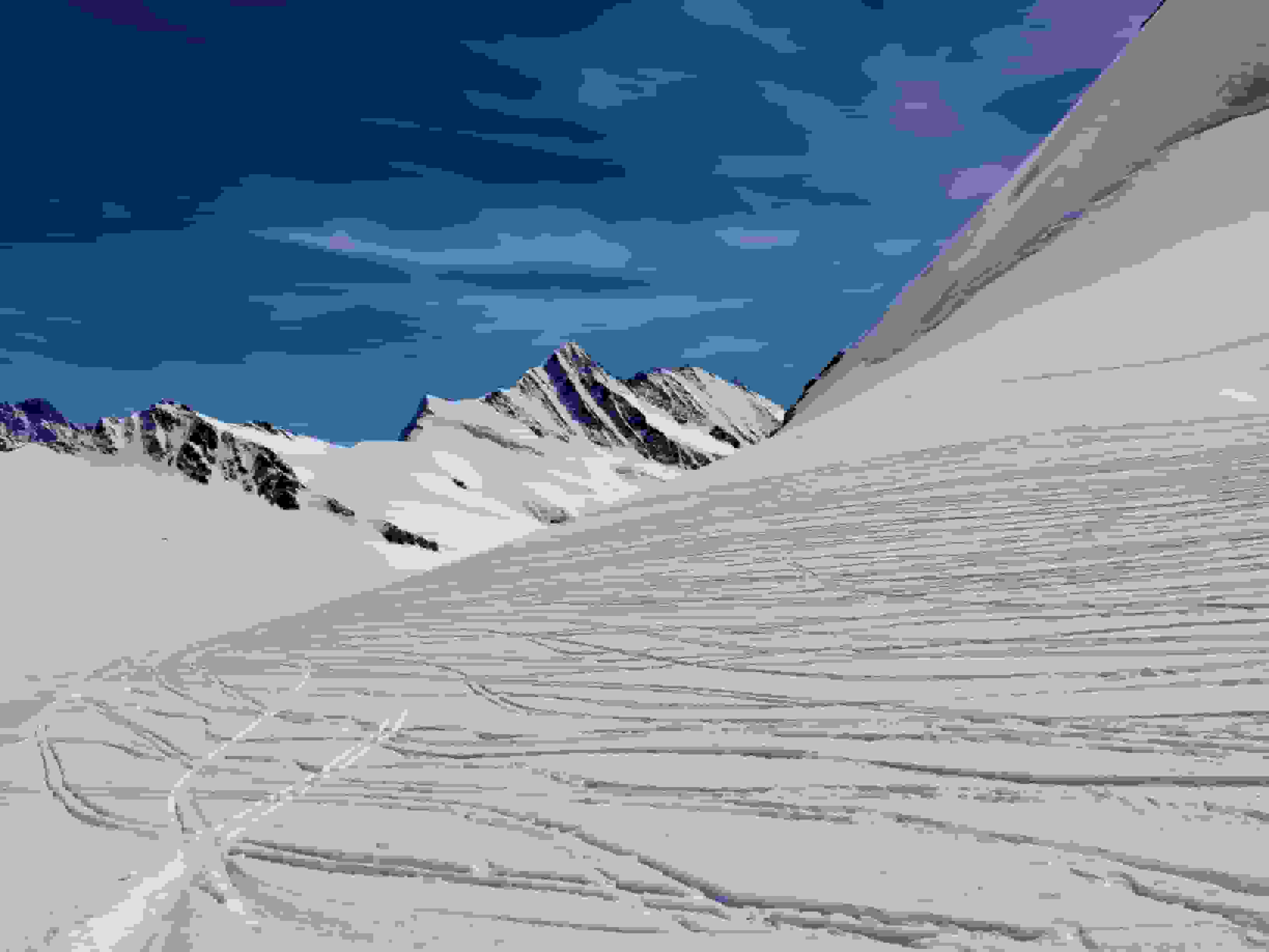 Ein letzter Blick zurück zu den Fiescherhörnern